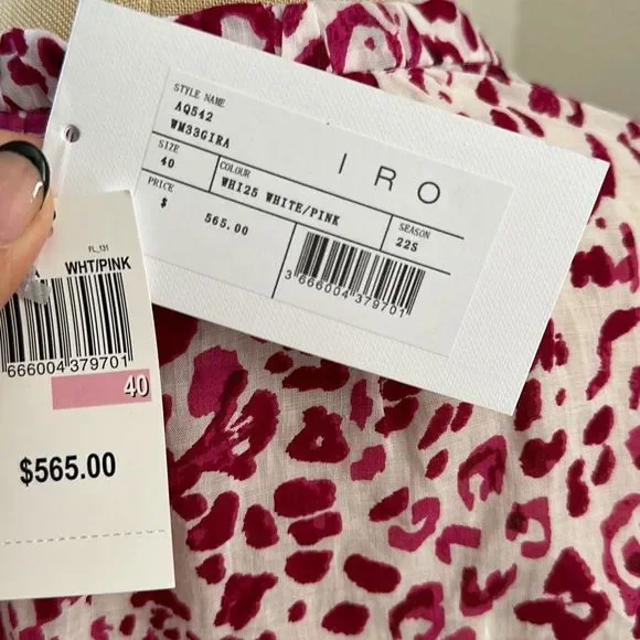 IRO Gira Dress Pink/White Size 40 - Picture 9 of 13